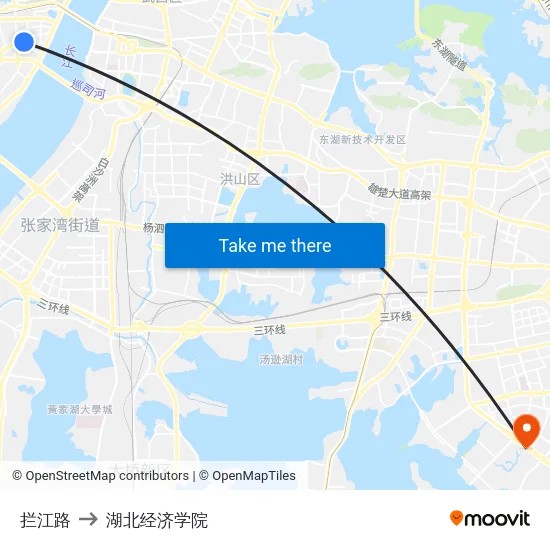 拦江路 to 湖北经济学院 map