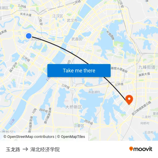 玉龙路 to 湖北经济学院 map