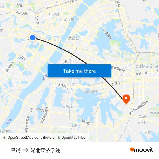 十里铺 to 湖北经济学院 map