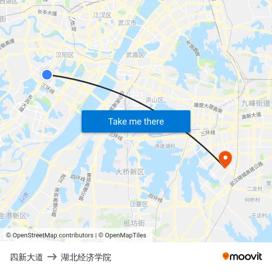 四新大道 to 湖北经济学院 map