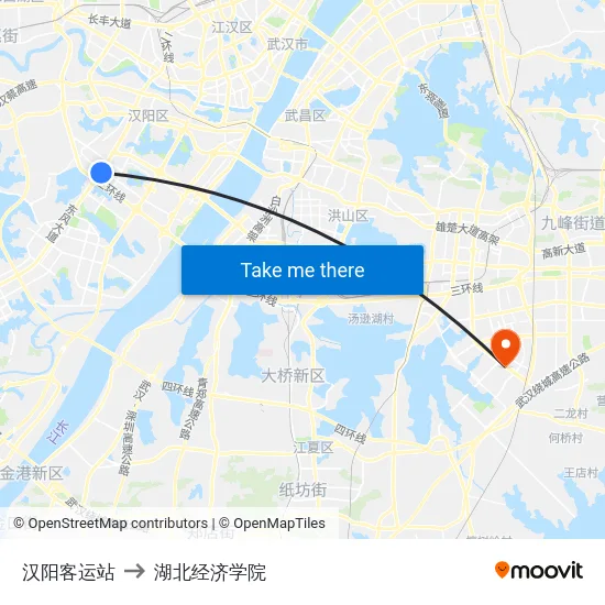 汉阳客运站 to 湖北经济学院 map