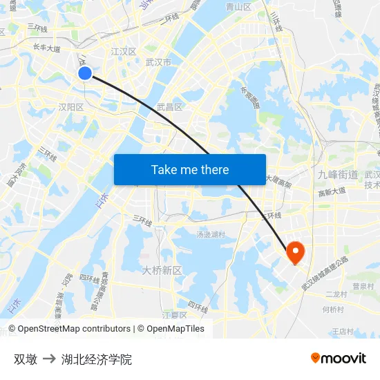 双墩 to 湖北经济学院 map