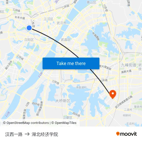 汉西一路 to 湖北经济学院 map
