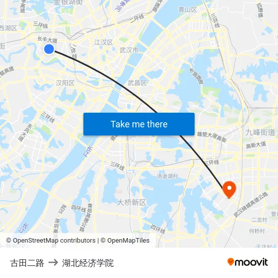 古田二路 to 湖北经济学院 map