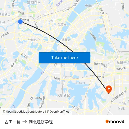 古田一路 to 湖北经济学院 map