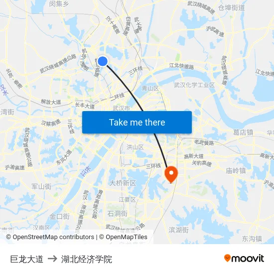 巨龙大道 to 湖北经济学院 map
