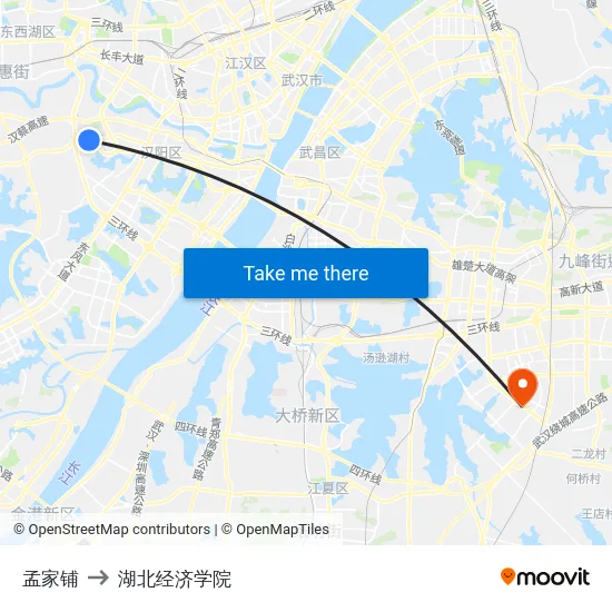 孟家铺 to 湖北经济学院 map