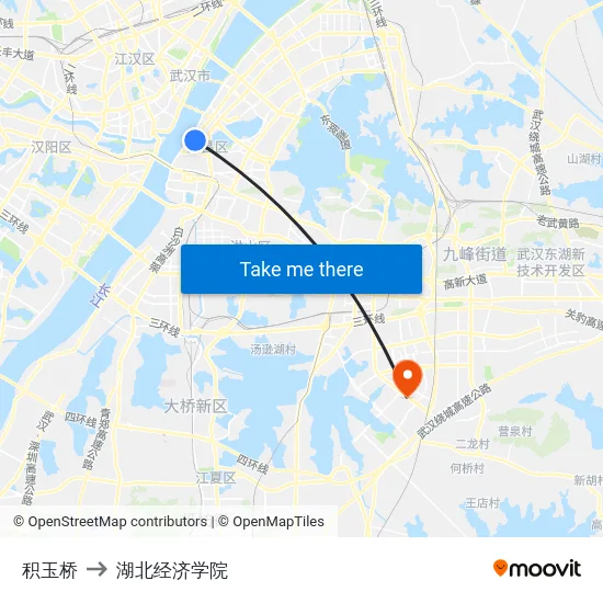 积玉桥 to 湖北经济学院 map