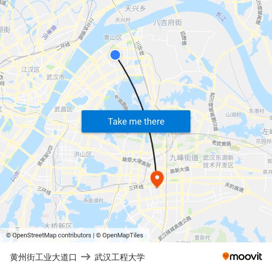 黄州街工业大道口 to 武汉工程大学 map
