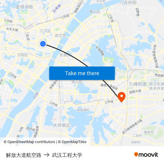 解放大道航空路 to 武汉工程大学 map