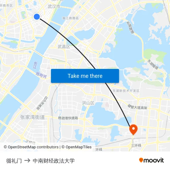 循礼门 to 中南财经政法大学 map