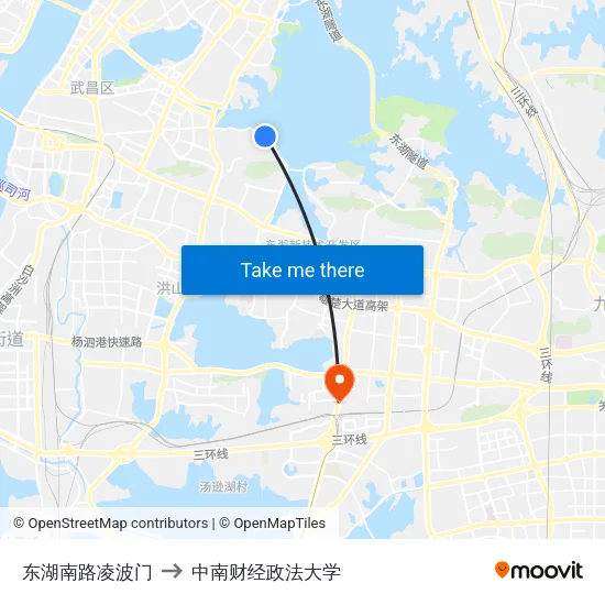 东湖南路凌波门 to 中南财经政法大学 map