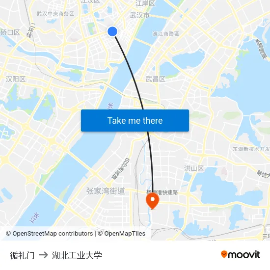 循礼门 to 湖北工业大学 map