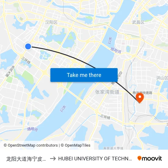 Haining Leather City on Longyang Avenue to Hubei University of Technology map