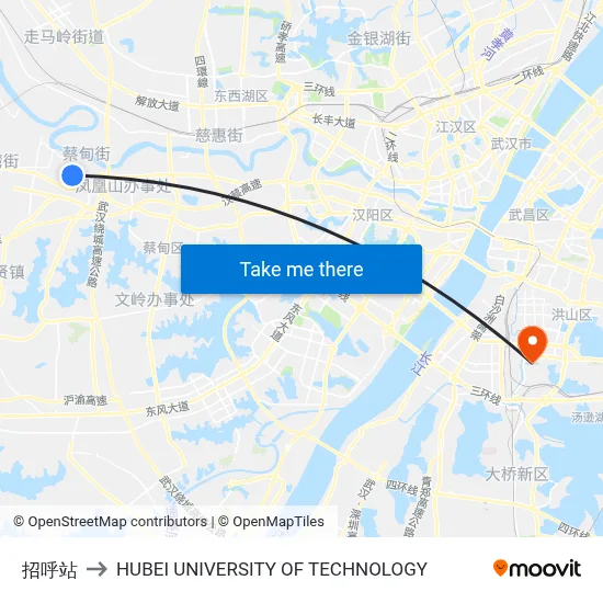 Request Stop to Hubei University of Technology map