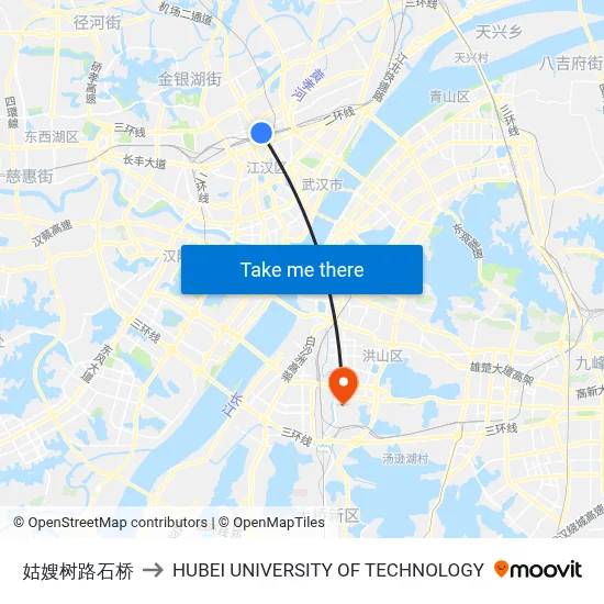 Gusaoshu Road - Stone Bridge to Hubei University of Technology map