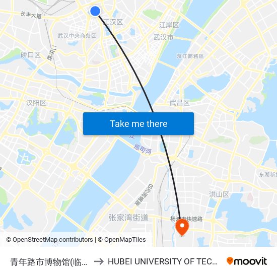 青年路市博物馆(临时取消) to HUBEI UNIVERSITY OF TECHNOLOGY map