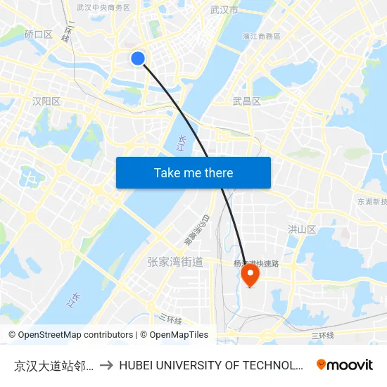 Jinghan Avenue Station Street to Hubei University of Technology map