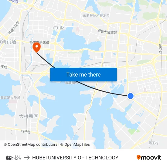 Temporary Station to Hubei University of Technology map