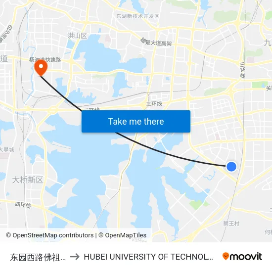 Dongyuan West Road - Fozuling to Hubei University of Technology map