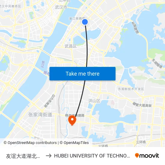 友谊大道湖北大学 to HUBEI UNIVERSITY OF TECHNOLOGY map