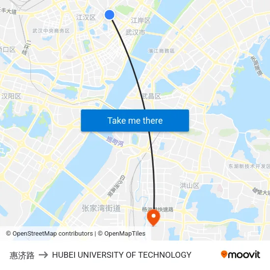 Huiji Road to Hubei University of Technology map
