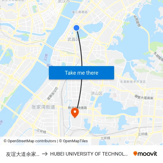 Yujiahu on Youyi Avenue to Hubei University of Technology map