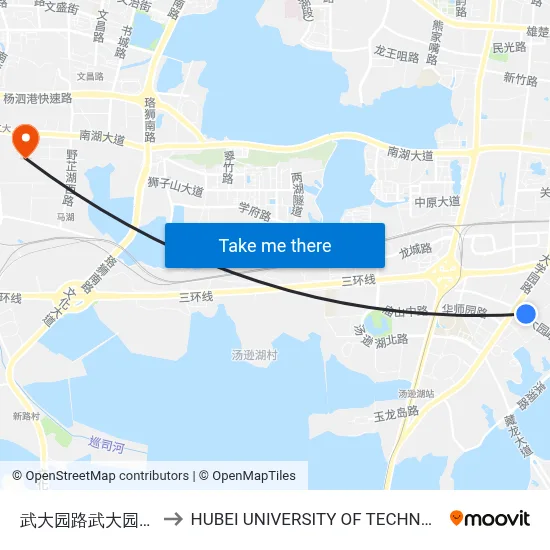 武大园路武大园一路 to HUBEI UNIVERSITY OF TECHNOLOGY map