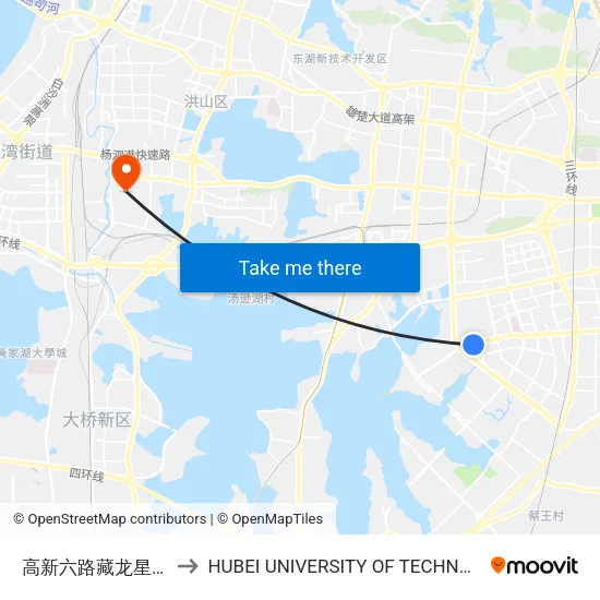 High-tech 6th Road Canglong Starland to Hubei University of Technology map