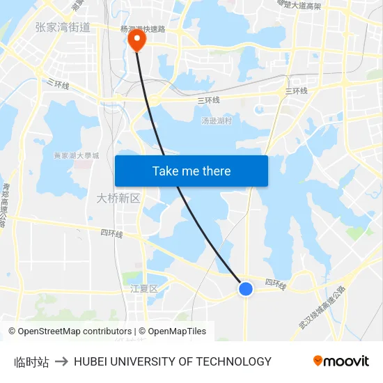 Temporary Station to Hubei University of Technology map