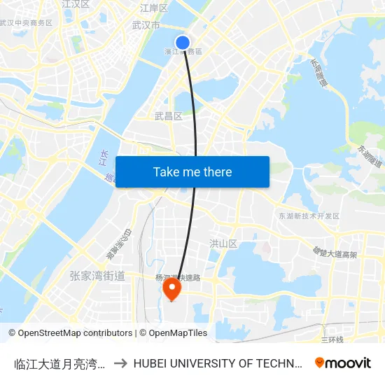 Linjiang Avenue Moon Bay Wharf to Hubei University of Technology map