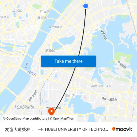Friendship Avenue Chailin Garden to Hubei University of Technology map