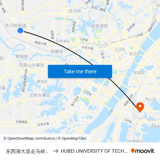 East-West Lake Avenue Zomalingyi Road to Hubei University of Technology map