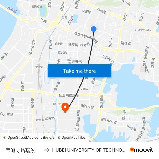 Baotongsi Road Ruijing Road Junction to Hubei University of Technology map