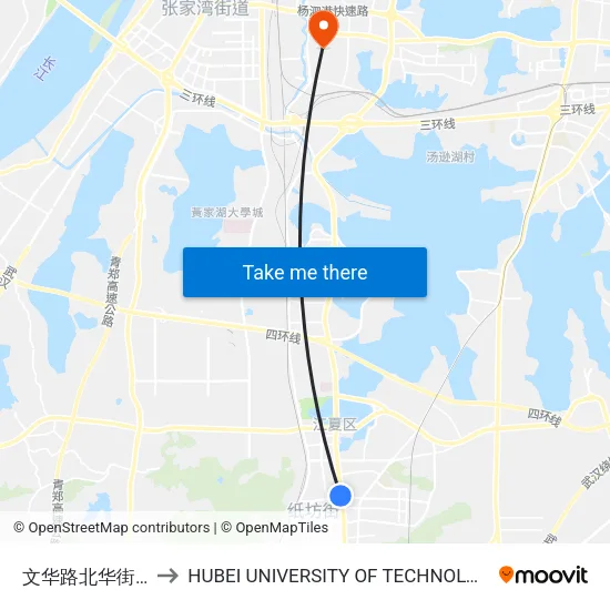 Wenhua Road & Beihua Street to Hubei University of Technology map