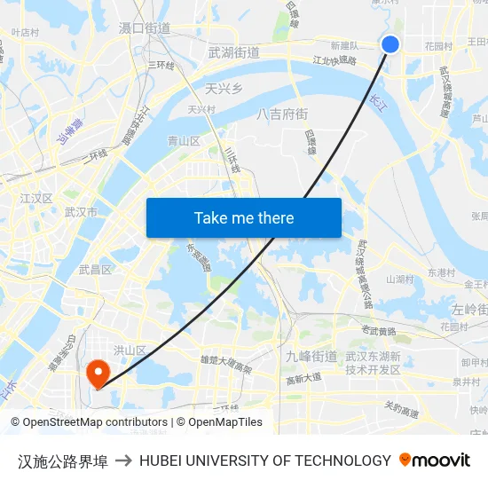 汉施公路界埠 to HUBEI UNIVERSITY OF TECHNOLOGY map