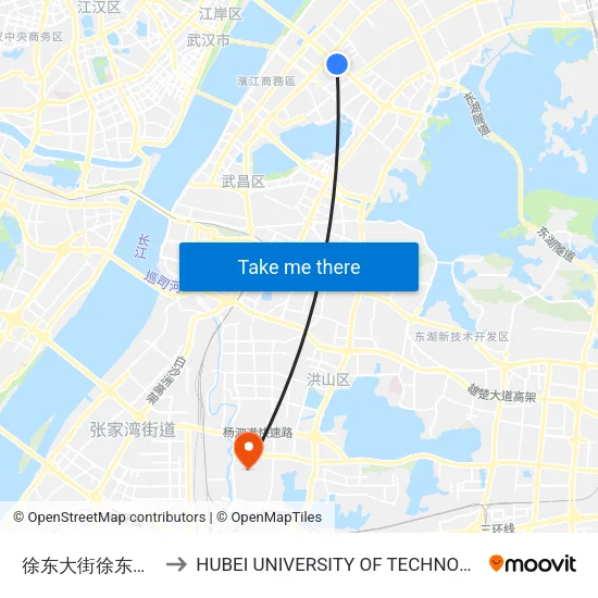 Xudong Avenue Xudong 1st Road to Hubei University of Technology map