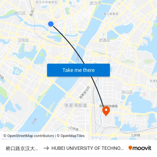 Qiaokou Road - Jinghan Avenue to Hubei University of Technology map