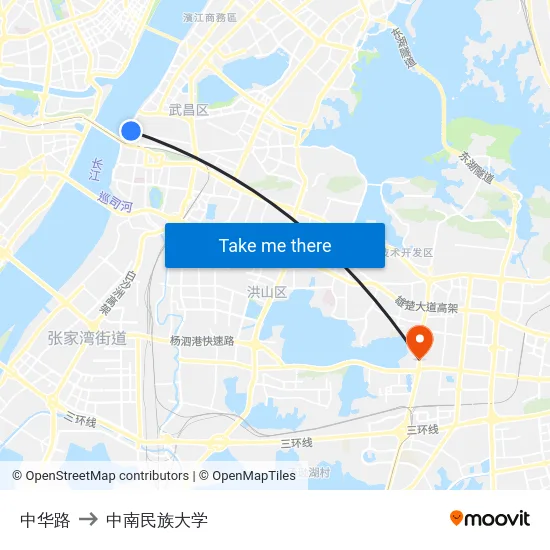 中华路 to 中南民族大学 map