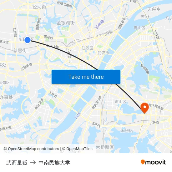 武商量贩 to 中南民族大学 map