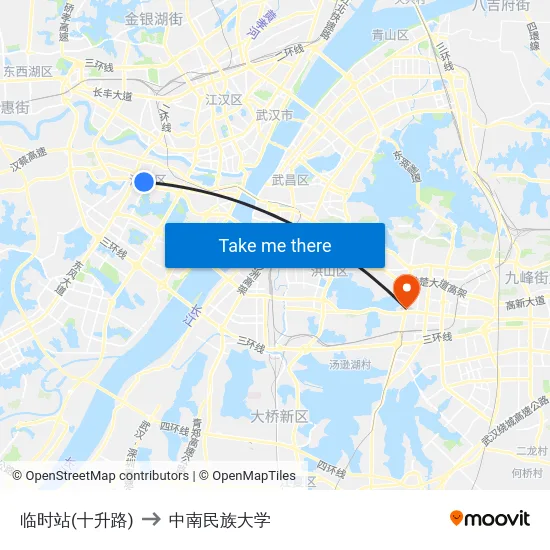 临时站(十升路) to 中南民族大学 map