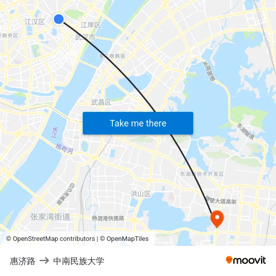 惠济路 to 中南民族大学 map