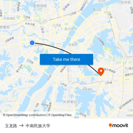 玉龙路 to 中南民族大学 map