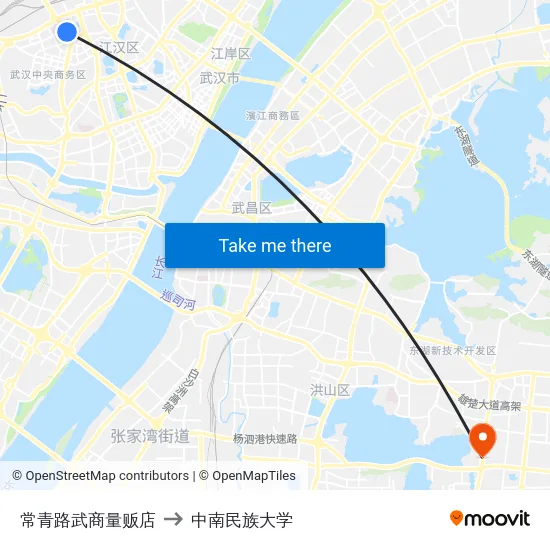 常青路武商量贩店 to 中南民族大学 map