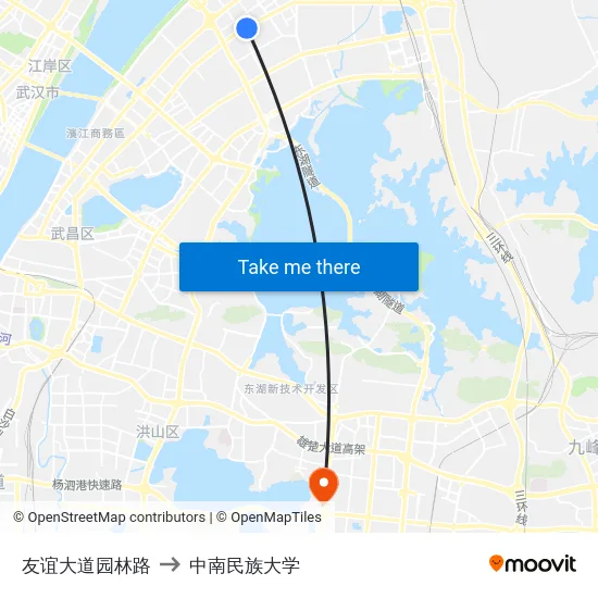 友谊大道园林路 to 中南民族大学 map