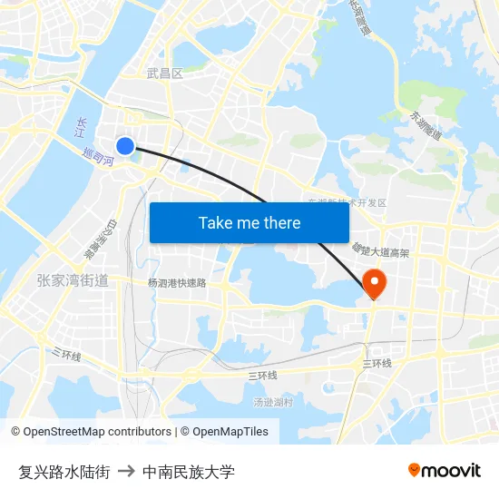 复兴路水陆街 to 中南民族大学 map