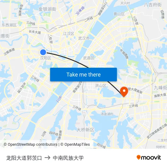 龙阳大道郭茨口 to 中南民族大学 map