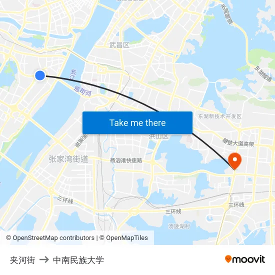 夹河街 to 中南民族大学 map