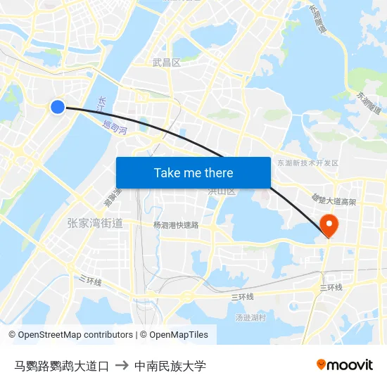马鹦路鹦鹉大道口 to 中南民族大学 map