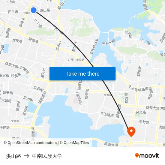 洪山路 to 中南民族大学 map